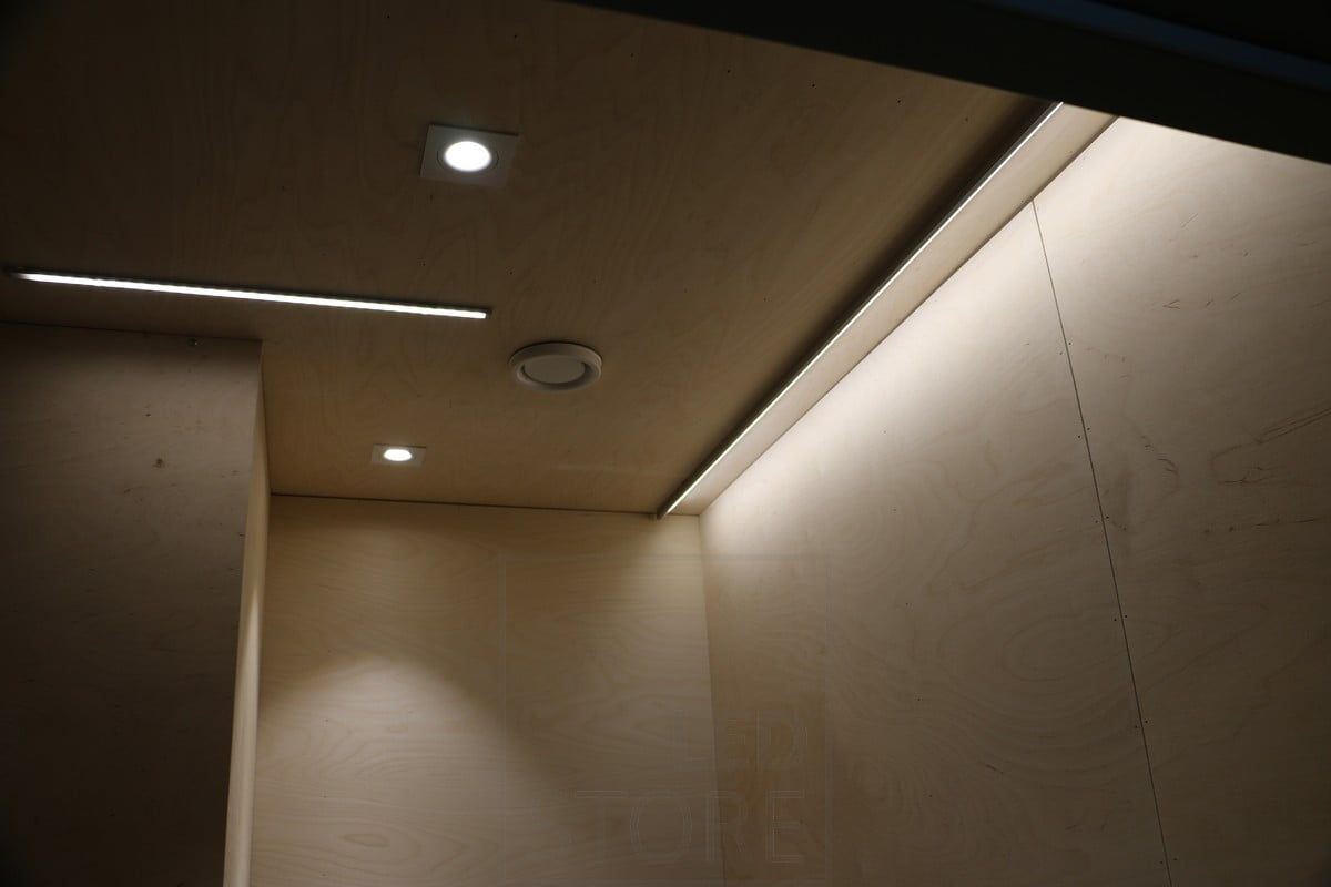 Housing Fair 2019: Versatile lighting with LED lights. Led strip lighting combined with spot lighting. Ledstore.fi