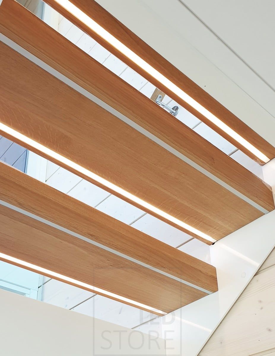 Housing Fair 2020: led ribbon embedded in the bottom of the staircase. Ledstore.fi