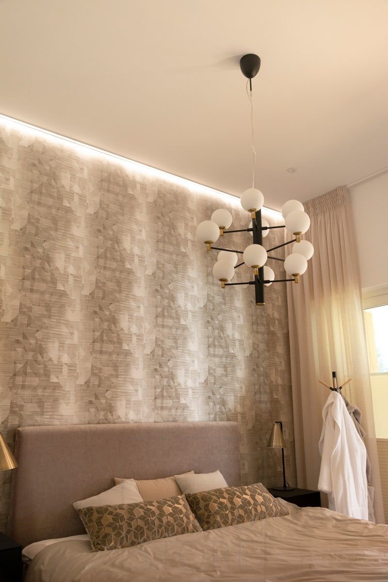 Housing Fair 2020: led strip on the ceiling INDIRECT 2 profile in the bedroom. Ledstore.fi