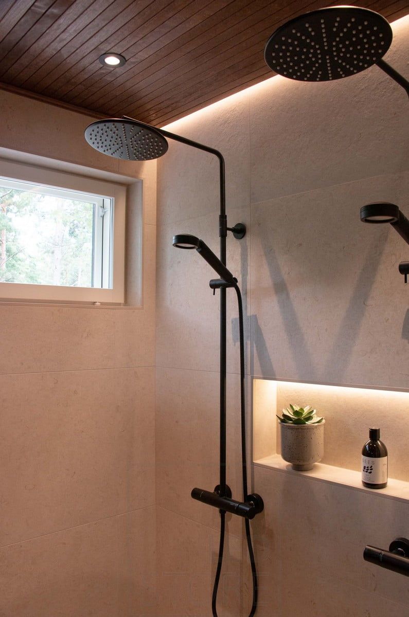 Indirect light in a shower and soap dish. Ledstore.fi
