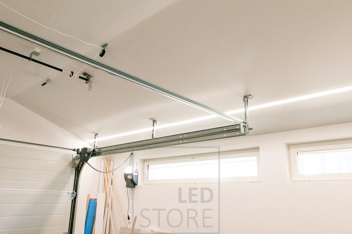 Recessed led profile 35/44mm for garage roof. Profile with double ribbon.