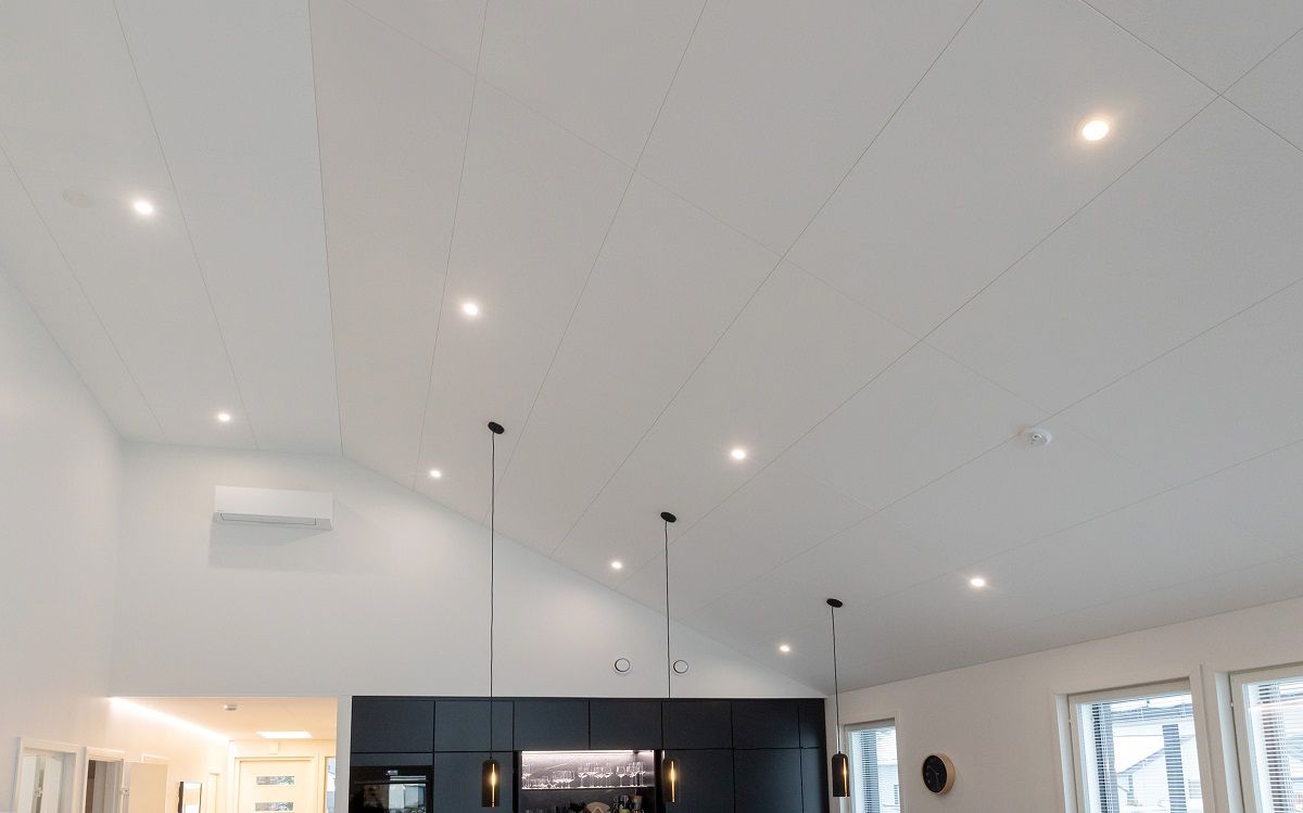 LED downlights on the kitchen ceiling