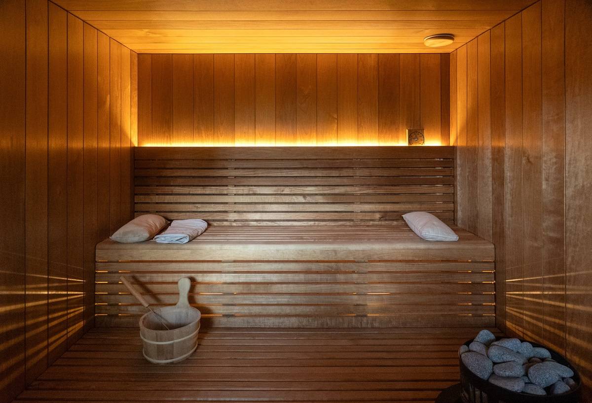 LED strip installed under the sauna benches and behind the backrest.