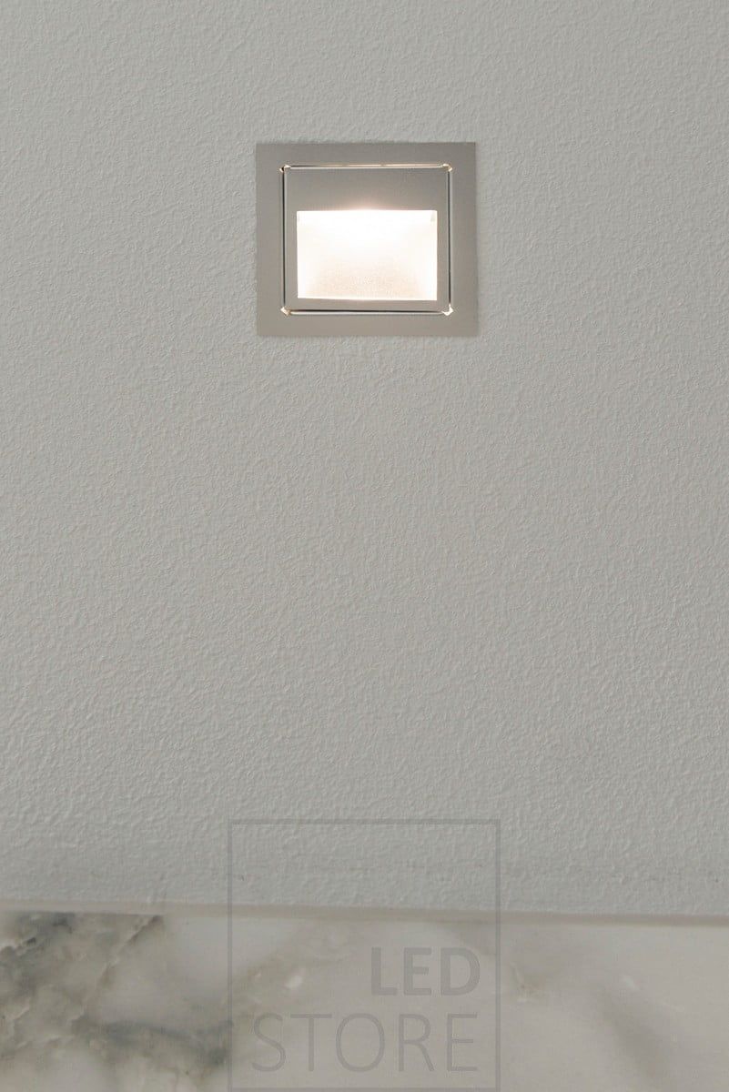 Staircase light led IN-WALL illuminating with soft and atmospheric light. The recessed wall light is modern, simple and elegant. Also available in black and white. Ledstore.fi