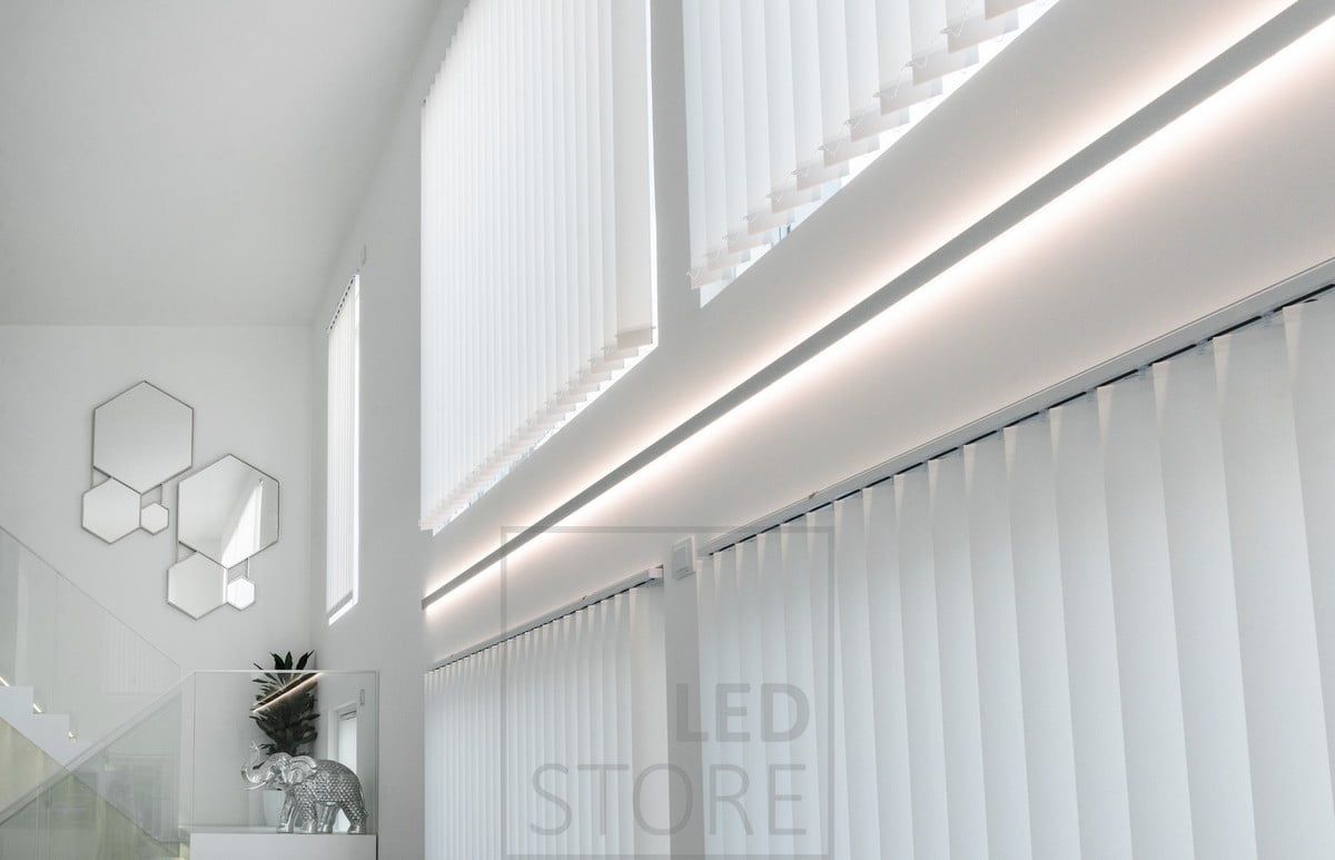 The INDIRECT 2 wall profile creates indirect lighting with LED strips between the windows. Ledstore.fi
