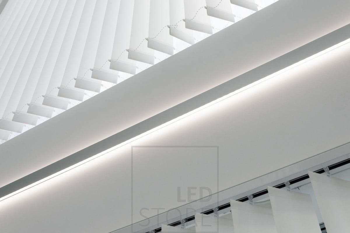 Led profile illuminating in two directions between the windows, creating atmospheric indirect light. Ledstore.fi