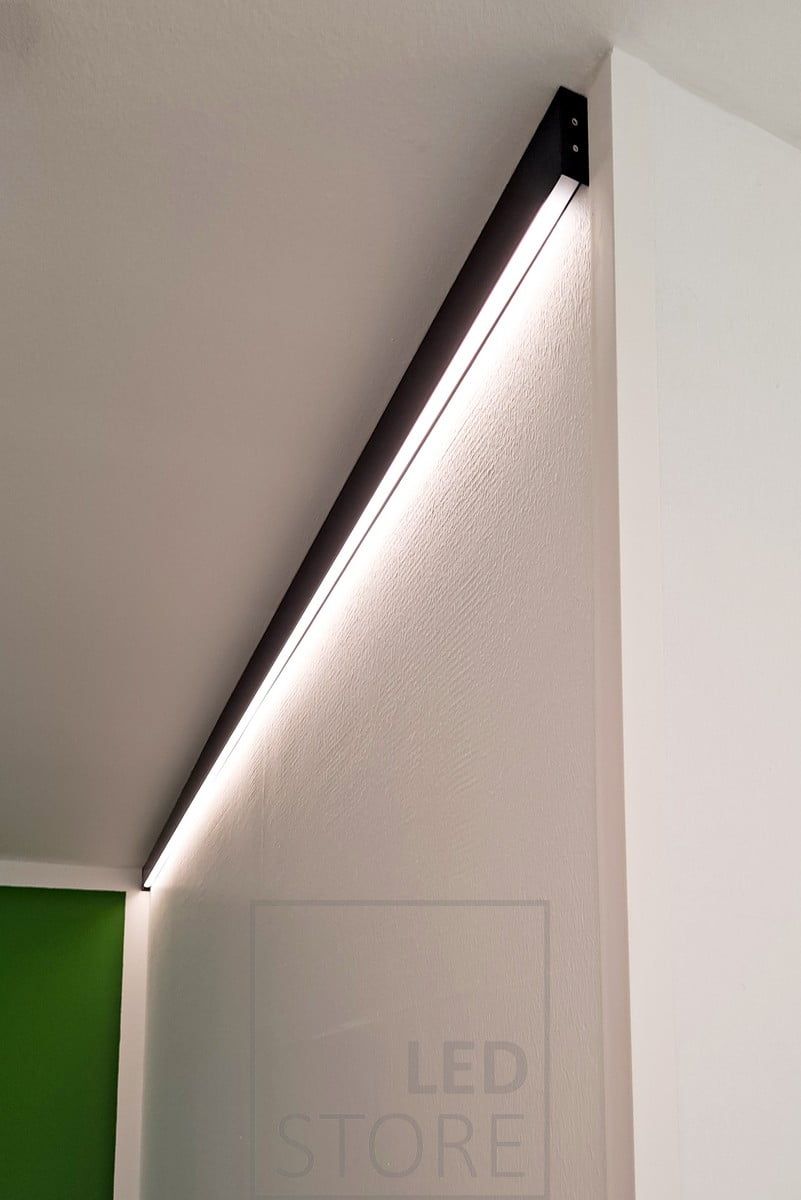Replacement aluminium profile for roofing. Inside LED strip illuminating downwards. Ledstore.fi