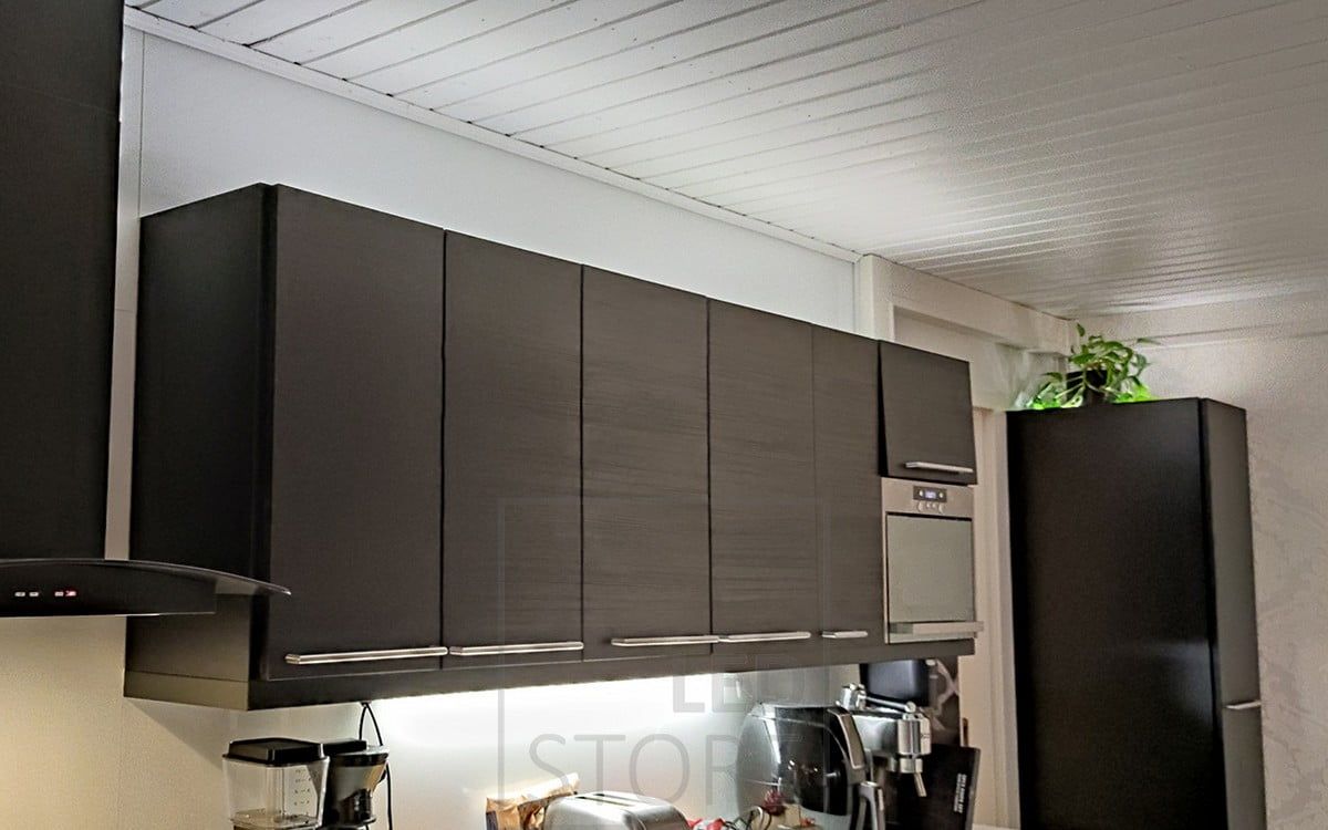 Indirect mood lighting and task lighting in the kitchen. Ledstore.fi