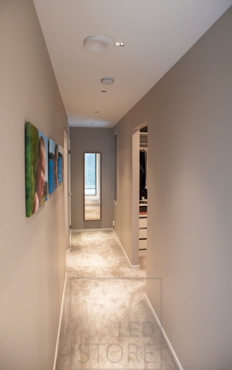 Corridor illuminated by LINJA-spots. Ledstore.fi