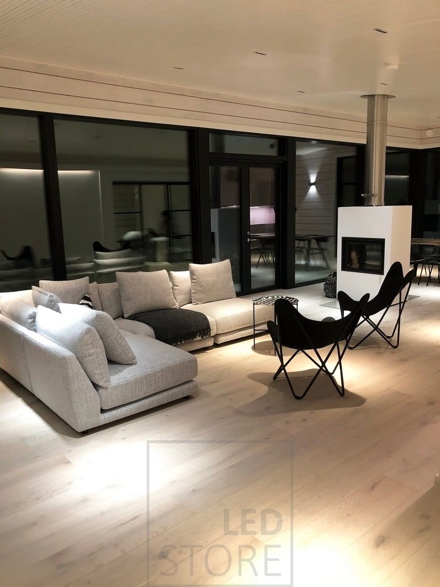 LINJA spots as atmospheric general lighting in the living room. Ledstore.fi