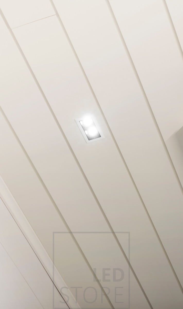 The white-framed led LINJA 2 is beautifully unobtrusive in a white ceiling. Ledstore.fi