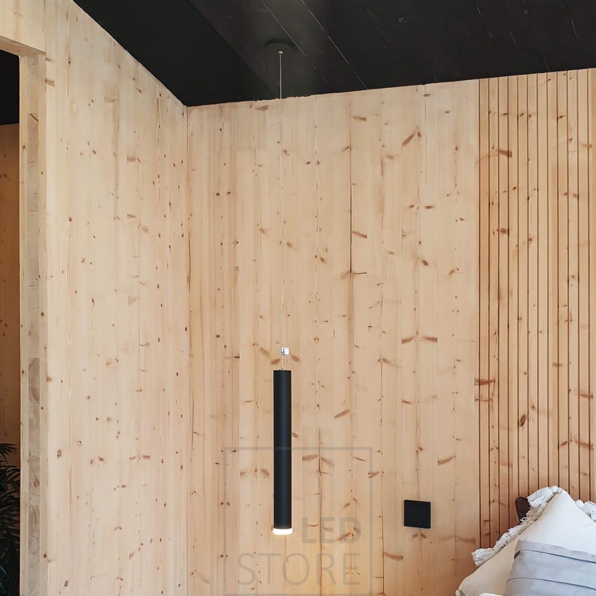 Led pendant lamp in the bedroom next to the bed as night and reading light. Ledstore.fi