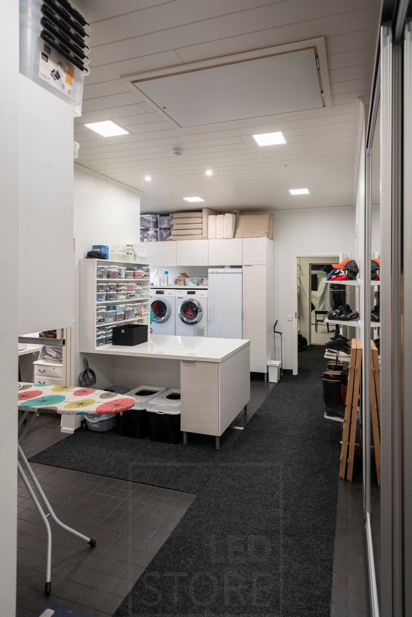 Led panels illuminating the utility room. Because the luminaire provides even and efficient lighting, it is an excellent general lighting fixture for large spaces. Ledstore.fi