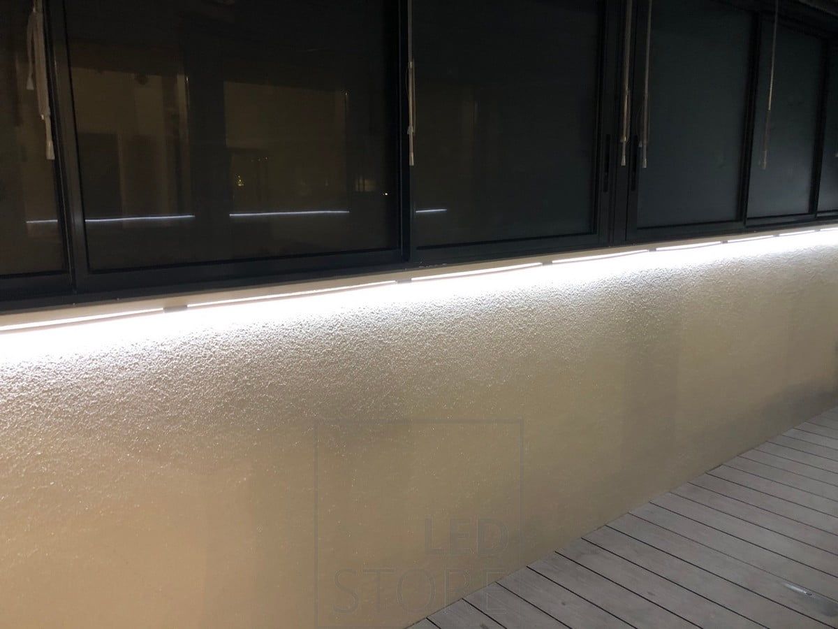 Led ribbon attached to a handrail. The NEON led strip is built-in to the bendable profile, so installation anywhere is effortless. Ledstore.fi