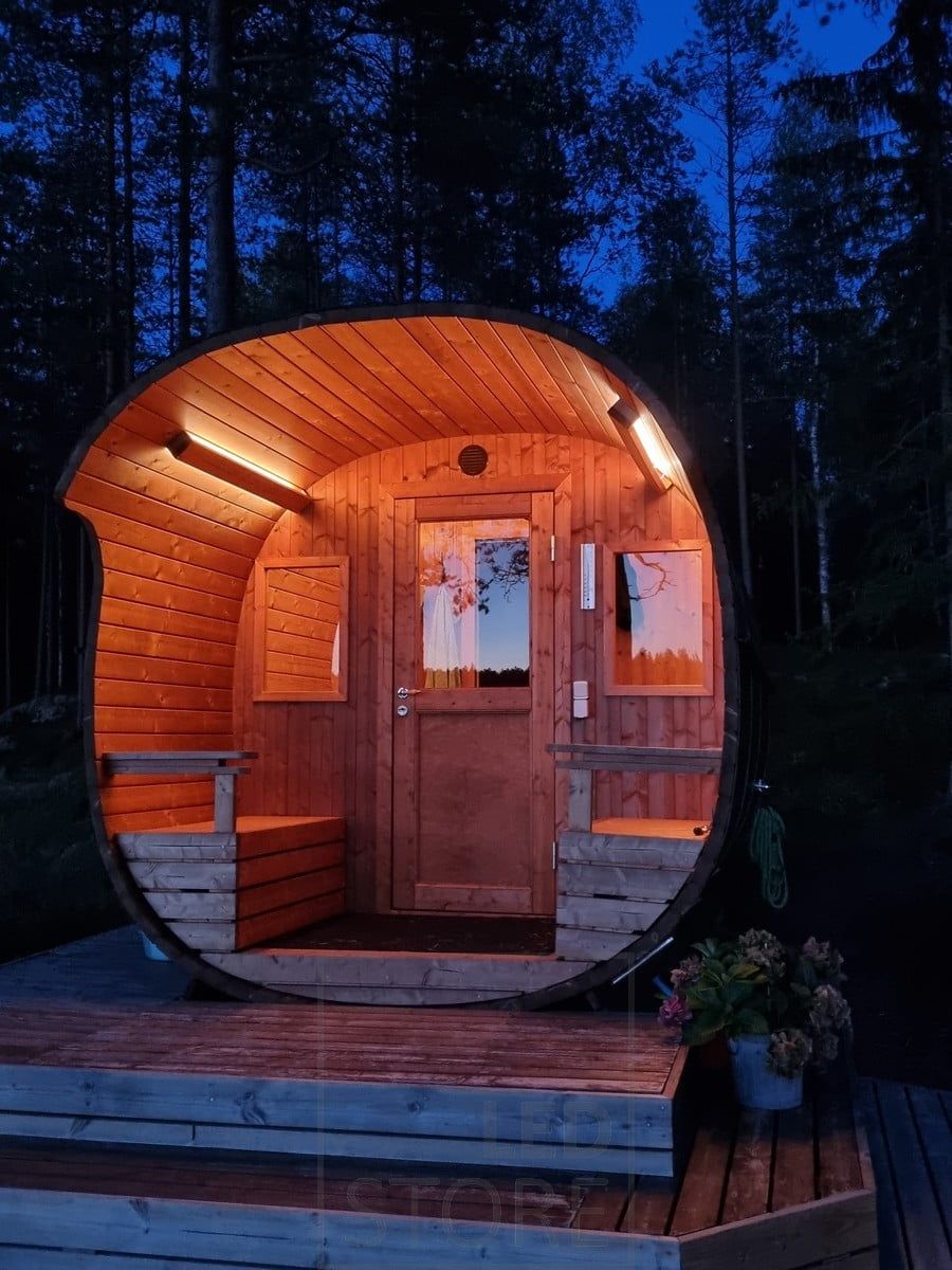 Ambient lighting for the sauna created with indirect light. Ledstore.fi