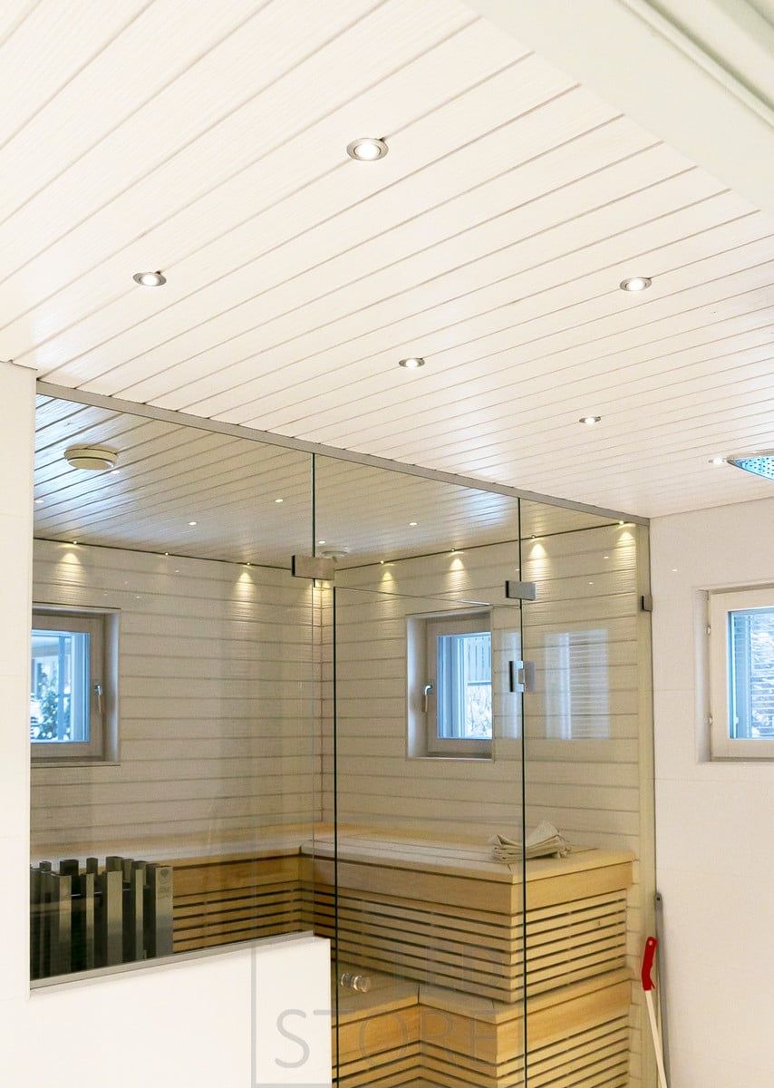 Atmospheric spotlighting in the washroom and sauna. Small, 3W spots in the washroom and 1W sauna spots in the sauna. Ledstore.fi