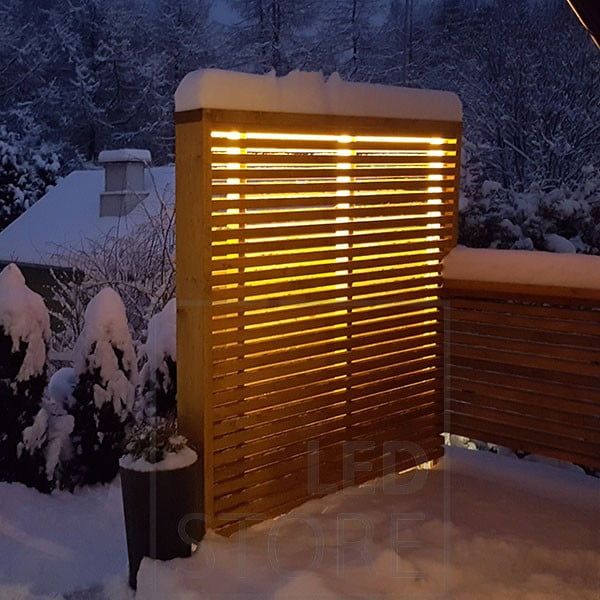 Indirect atmospheric light on an exterior wall. Ledstore.fi