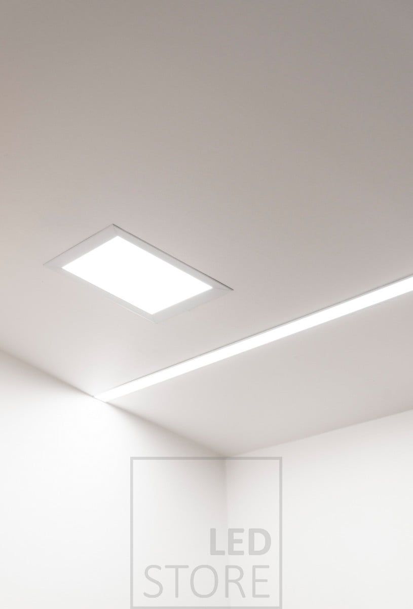 Panel luminaire with wide recessed profile. Wide flush profile with 2 led strips inside. Ledstore.fi