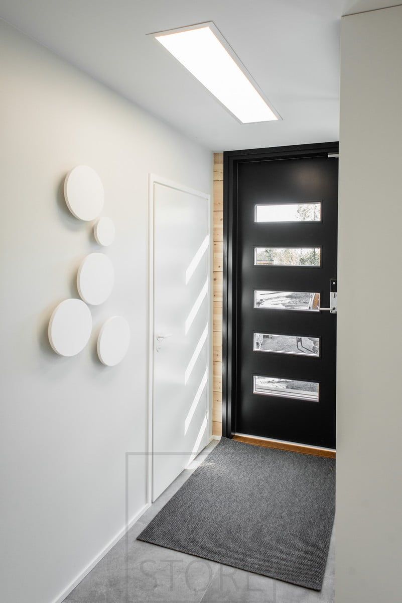 A panel 300x1200 in the ceiling as an efficient and uniform light source in the hallway. Ledstore.fi