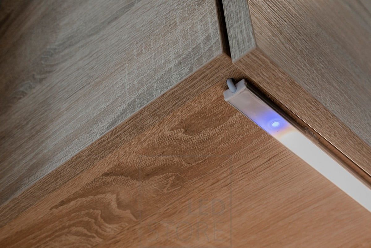 Close-up of a circuit breaker to be mounted on led profiles. With both ON/OFF and dimmer switch. Ledstore.fi