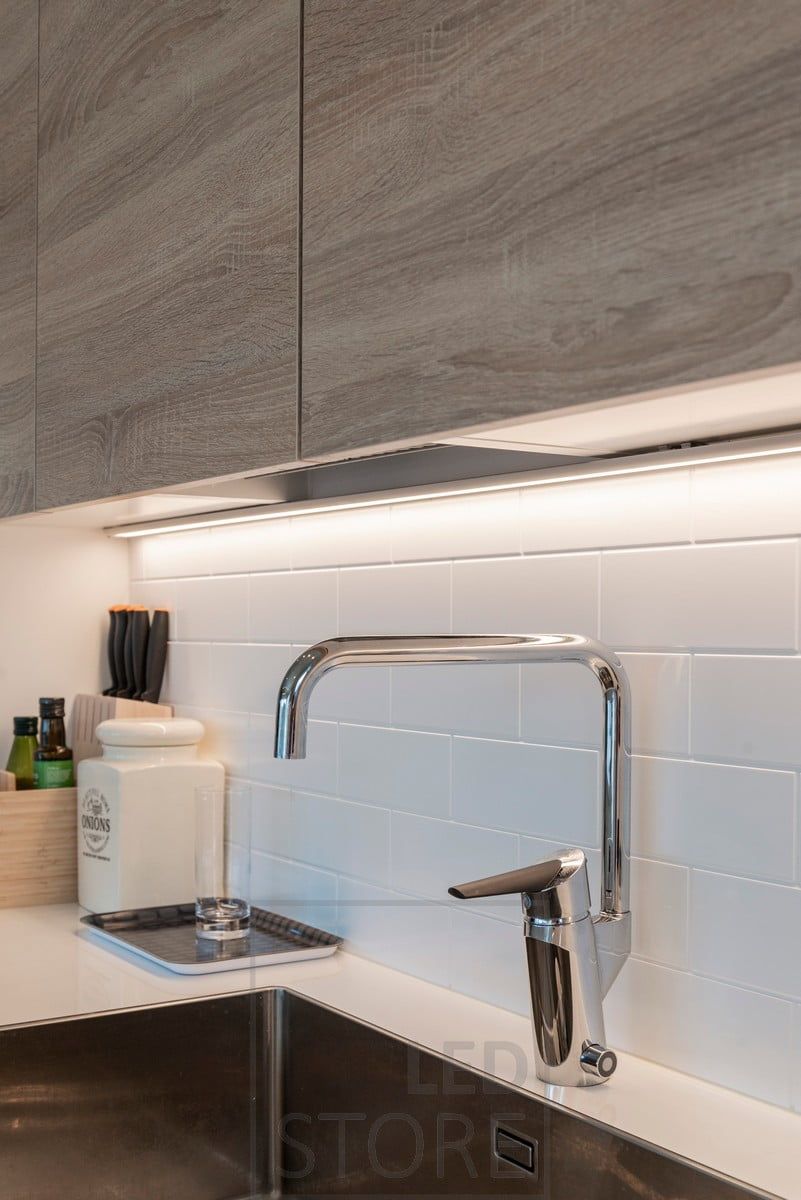 Task lighting with led strip in wide surface profile. Ledstore.fi