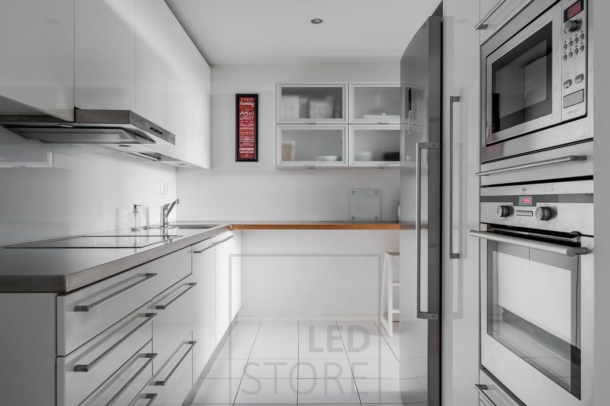 Kitchen illuminated with led downlights. Ledstore.fi