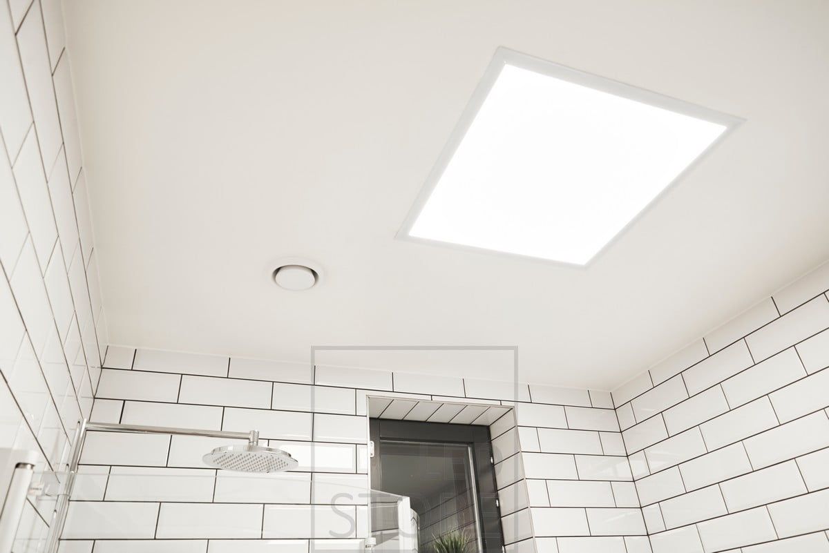 A large panel resembling a skylight, creating an even light in the bathroom. Ledstore.fi