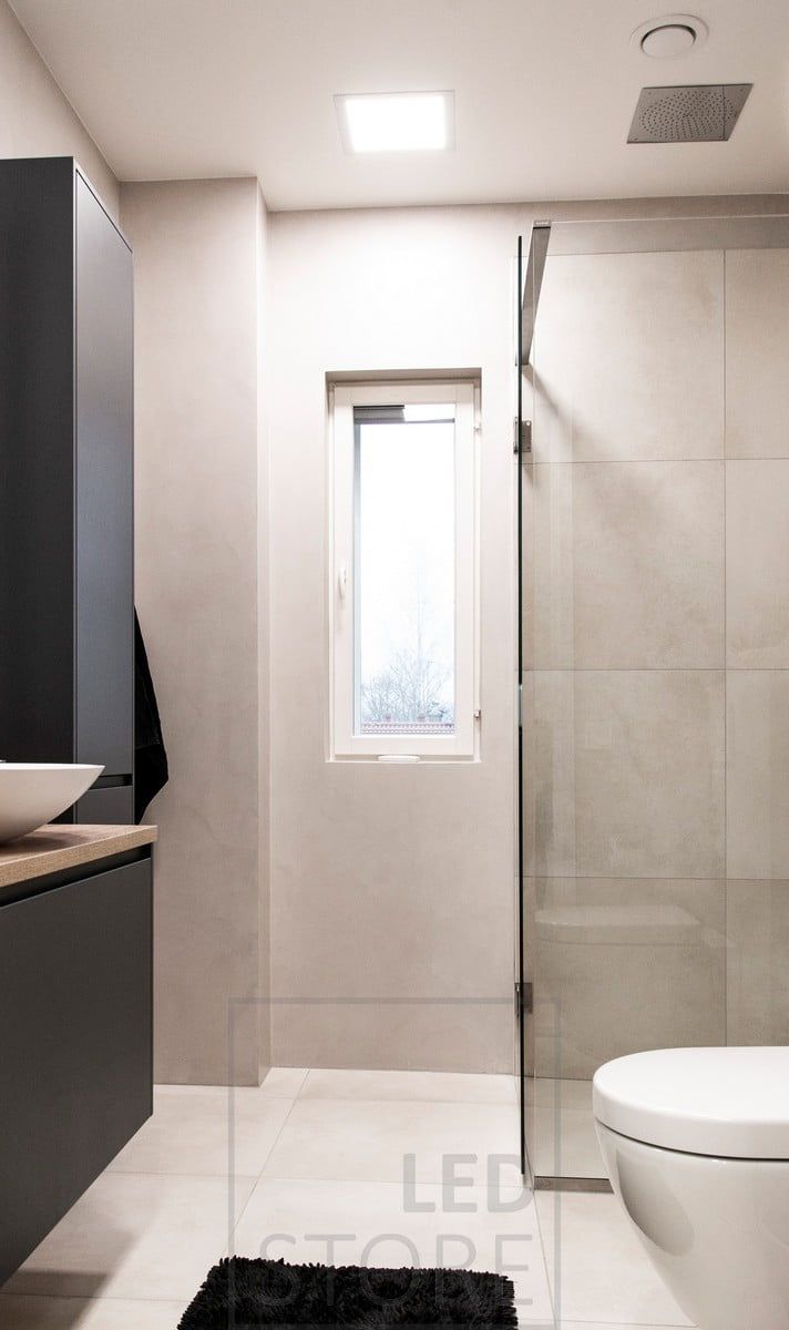 Wide-illuminating panel luminaire for general lighting in the bathroom. Ledstore.fi