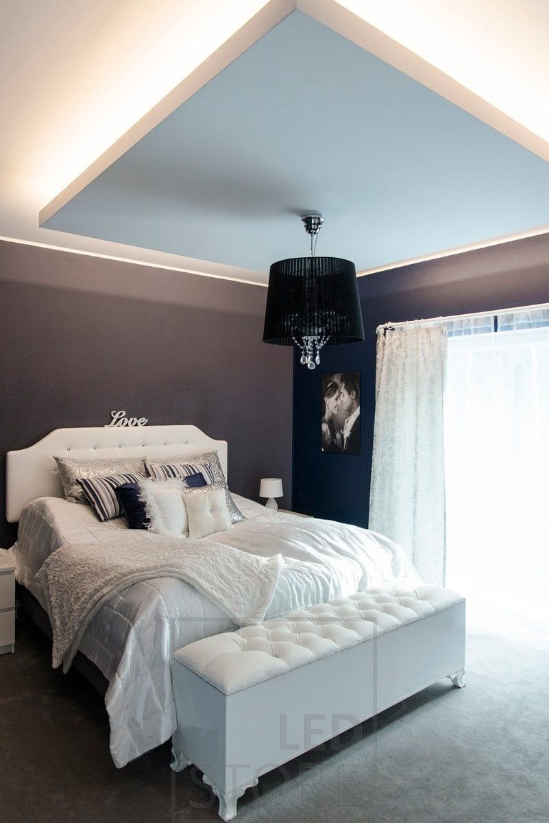 An LED strip circulating at the bottom, creating an atmospheric indirect light in the bedroom. Ledstore.fi