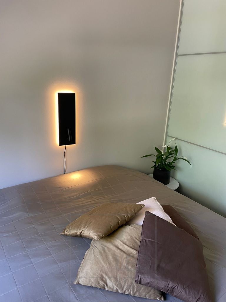 Black mood and night light NIGHT in the bed headboard. Also available in white. Ledstore.fi