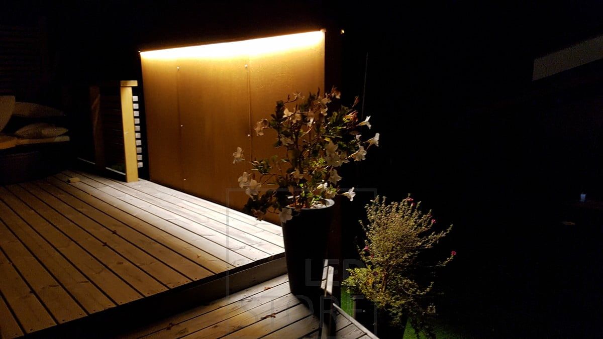 Indirect led lighting on a terrace. Ledstore.fi