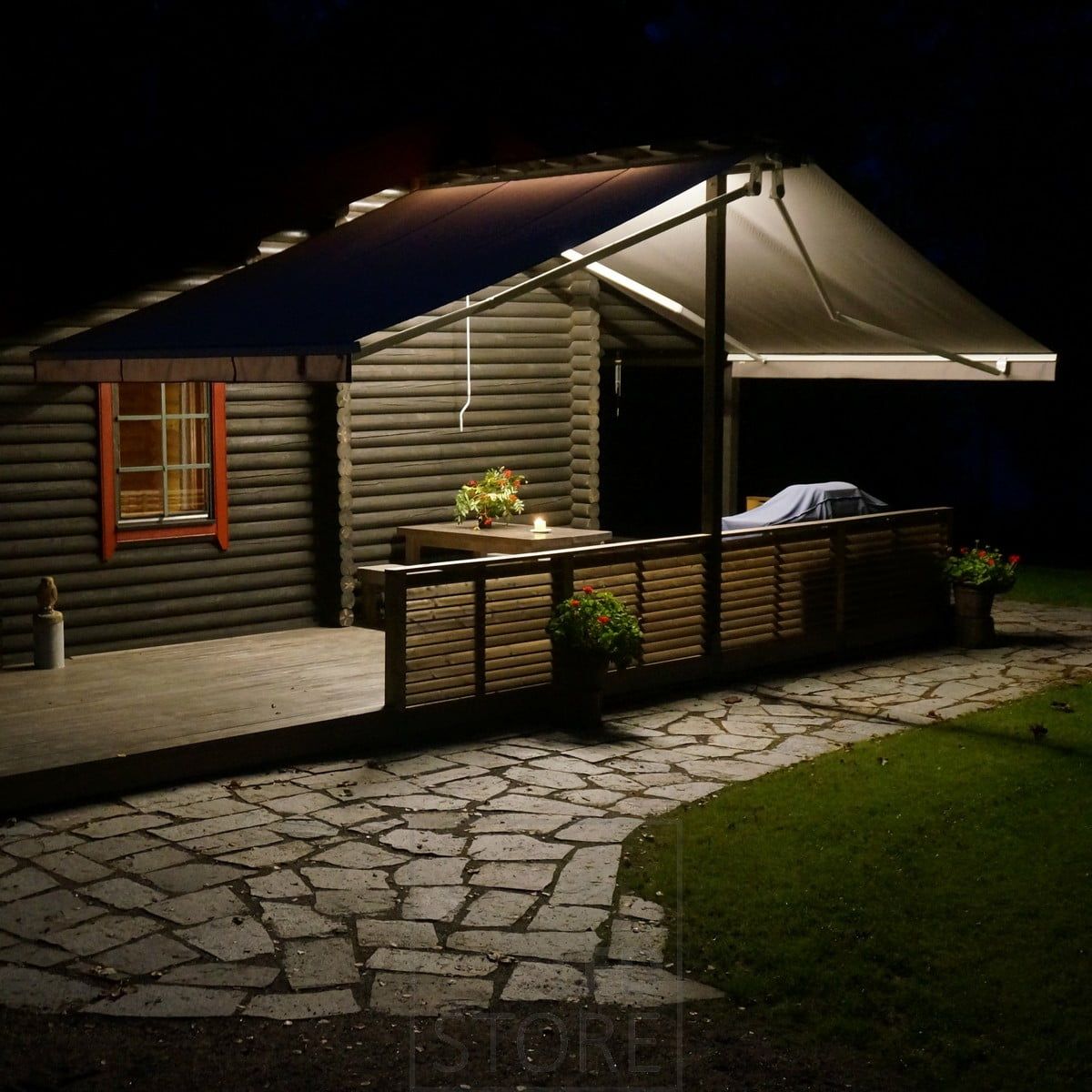 Lighting with Led strips in an outdoor canopy. Ledstore.fi