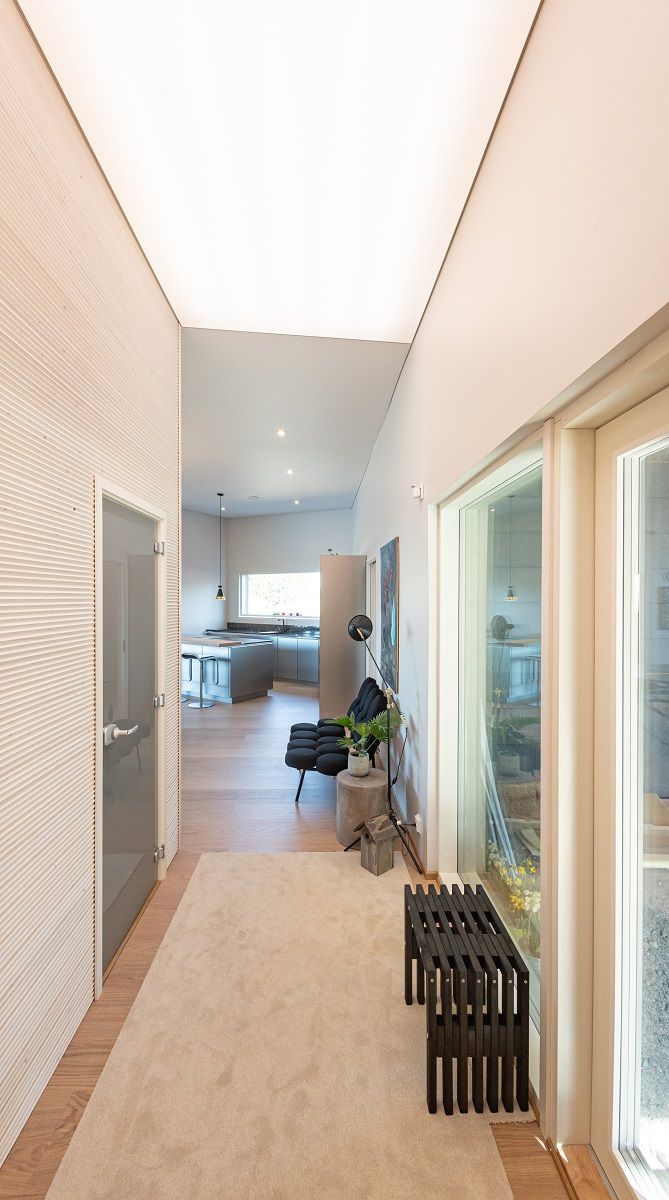 Skylight in a high hallway.