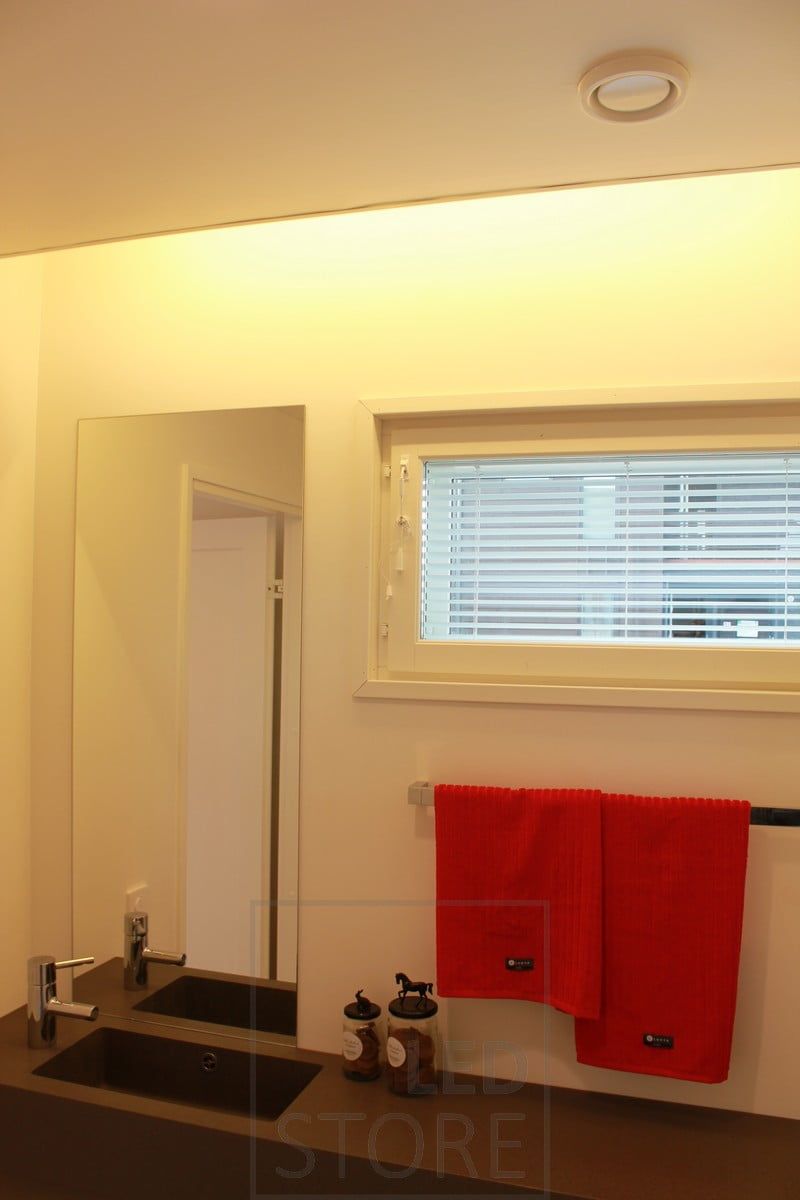Led strip between ceiling and wall for indirect lighting. Ledstore.fi