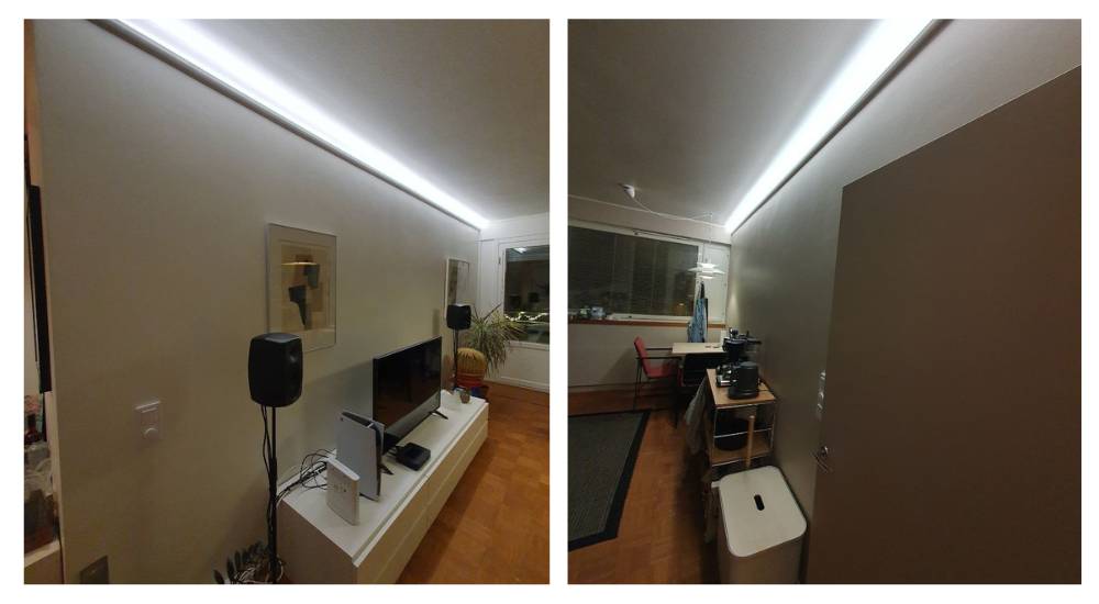 A similar led profile was also installed on the opposite wall