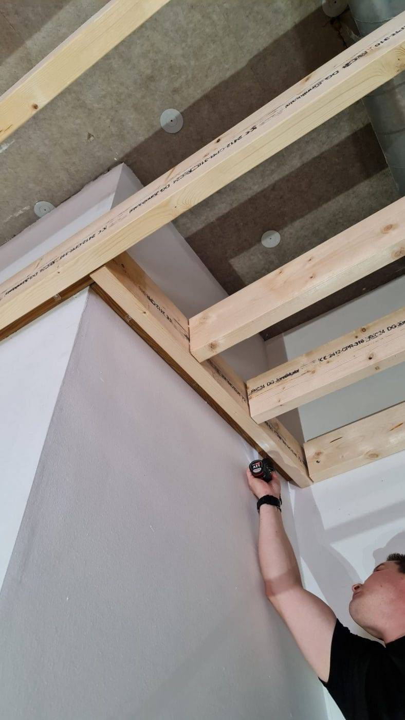 Strip ceiling lighting starts with indirect light