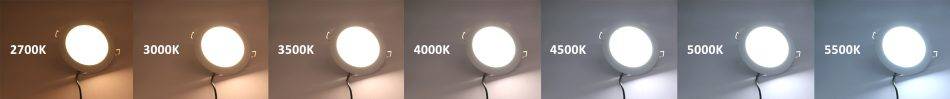 LED lights are available in a wide range of temperatures. The picture shows the warm to cold scale