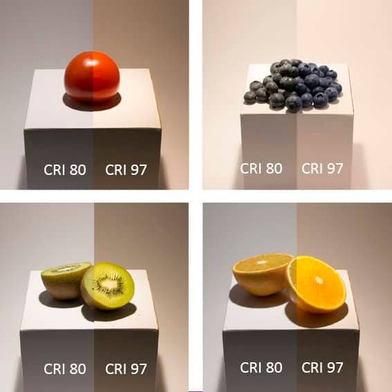 The effect of a good colour rendering index on fruit colour.