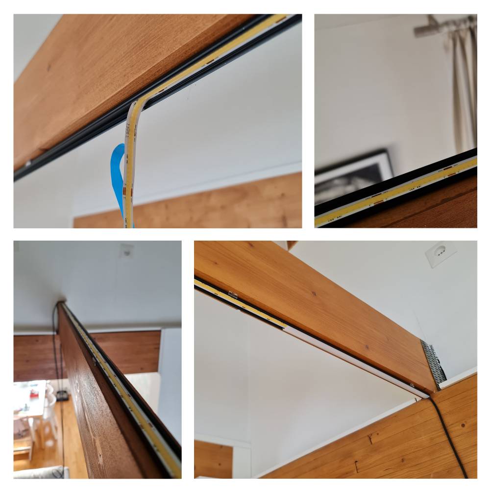 Indirect light for living room in ceiling beams - Led strip light installation