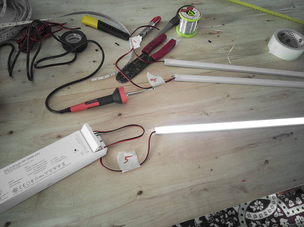 Tools for led strip lighting.