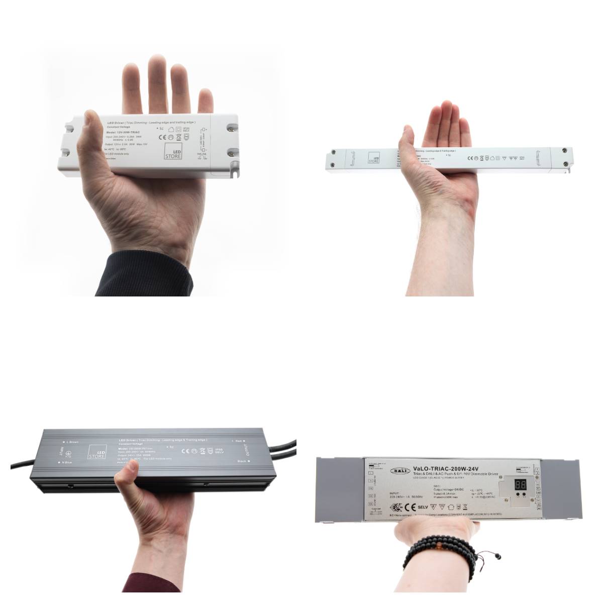 TRIAC transformers come in different sizes. The smallest fit almost in the palm of your hand, while the largest are about three palms wide.