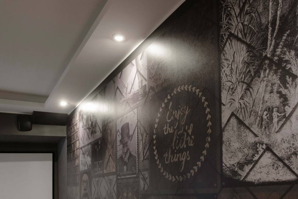 Atmosphere with LED light against dark wallpaper