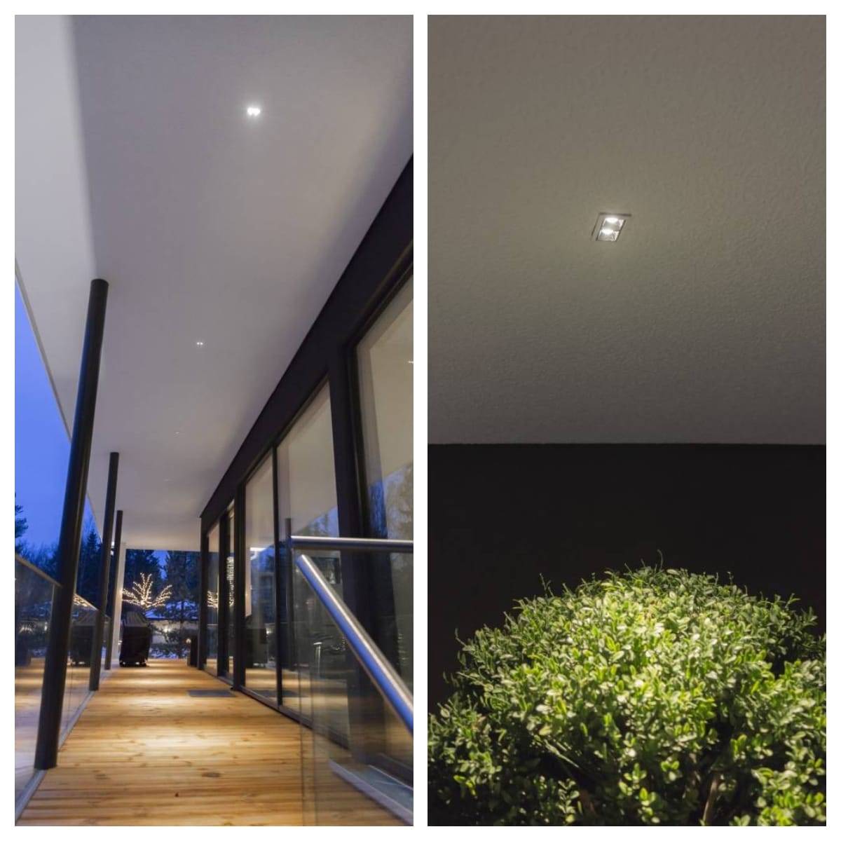 LINJA spot outside. The narrow wedge creates shadows and atmosphere also outdoors
