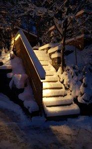 Exterior lighting on stairs