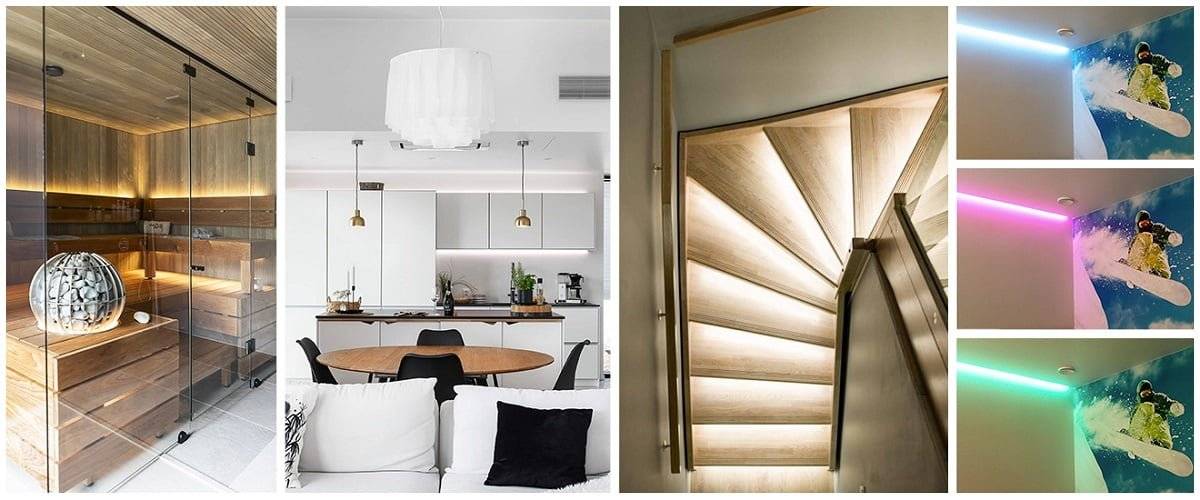 A variety of Led strips installed with a dotted led strip also becomes an option