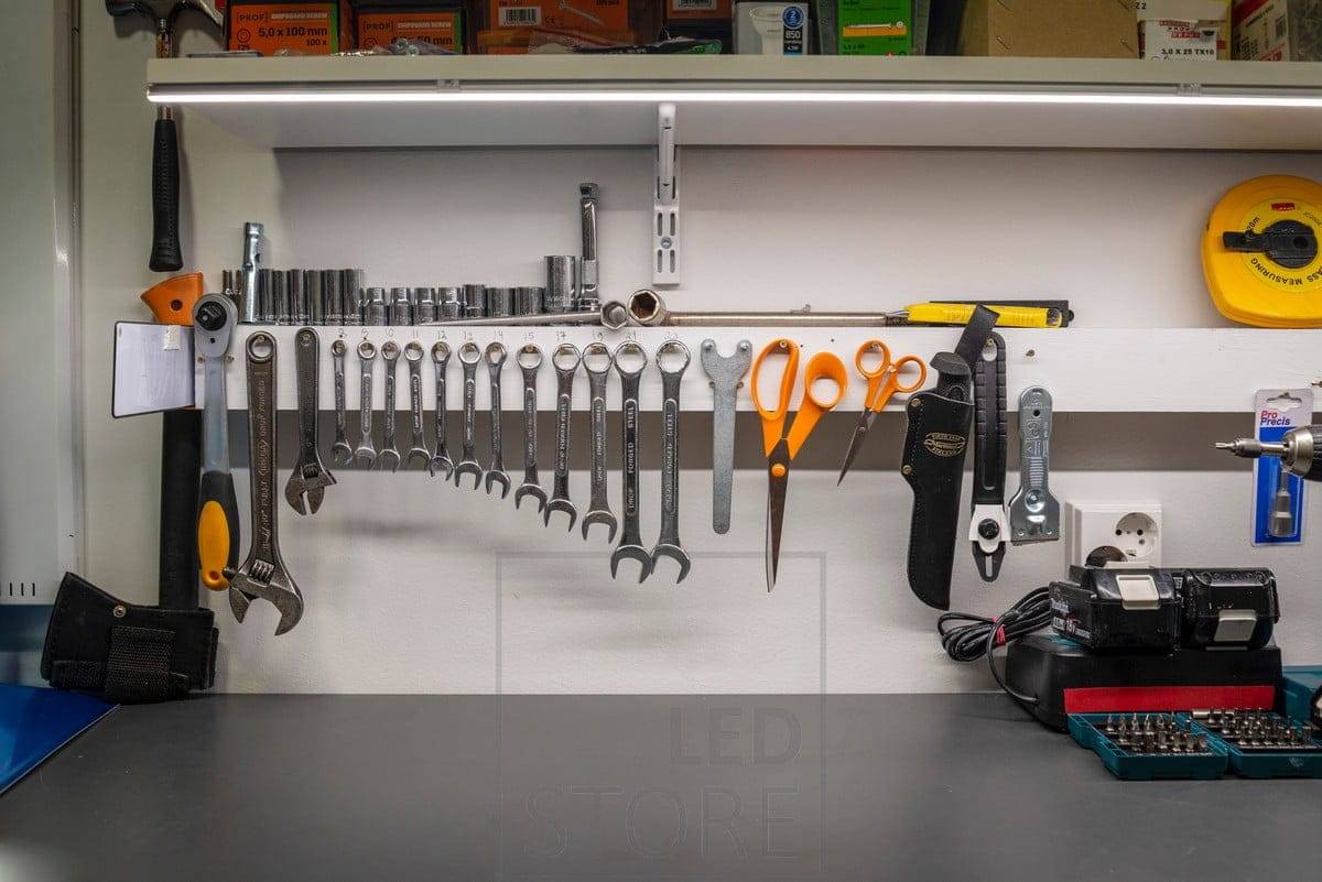 Led ribbon in low surface profile to illuminate the workstation and tools. Ledstore.fi  