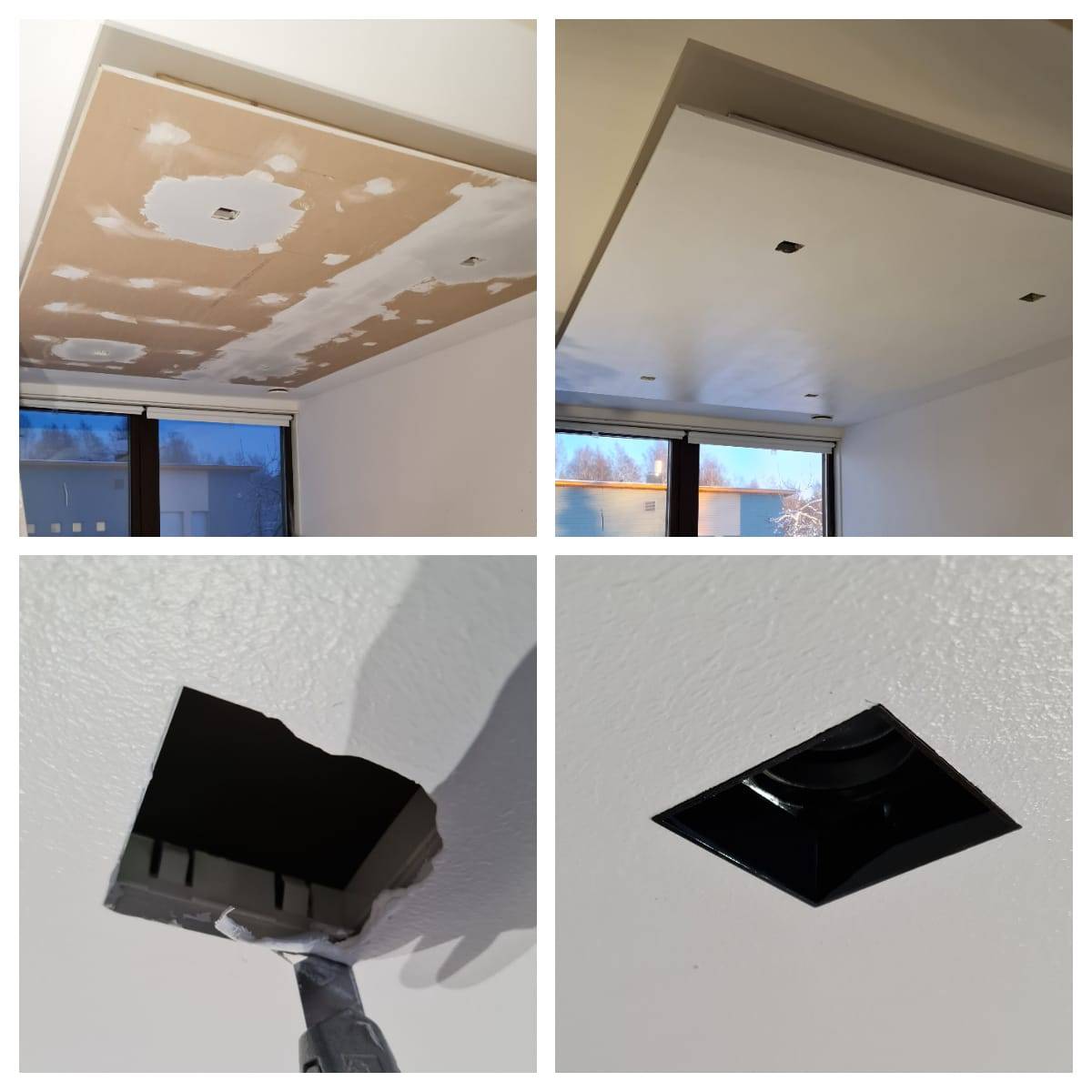 machining a lowered plaster ceiling for spots