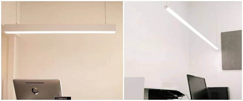 Suspendable led profile on the workstation