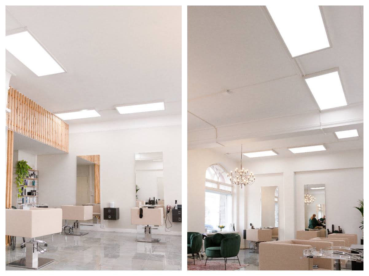 General lighting in offices with surface-mounted LED panels