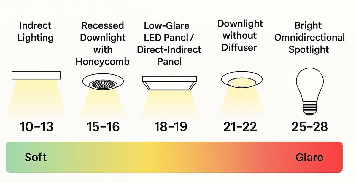 UGR values for different lights